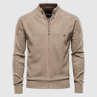 Zip-Up Sweater | Full Zip | Knitted | Zipper Cardigan | Men's Cardigan-Men's Zip Cardigan-Chaps London-Beige-M-Chaps London