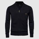 Zip-Up Sweater | Full Zip | Knitted | Zipper Cardigan | Men's Cardigan-Men's Zip Cardigan-Chaps London-Black-M-Chaps London