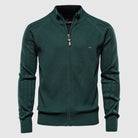 Zip-Up Sweater | Full Zip | Knitted | Zipper Cardigan | Men's Cardigan-Men's Zip Cardigan-Chaps London-Green-M-Chaps London