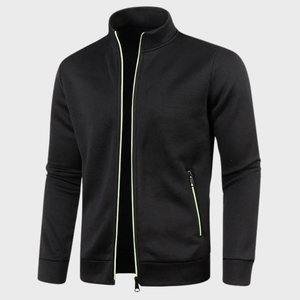 Zip Up Sweatshirt - Men's Summer Cardigan with Pockets-Sweatshirts-Chaps London-Black-M-Chaps London