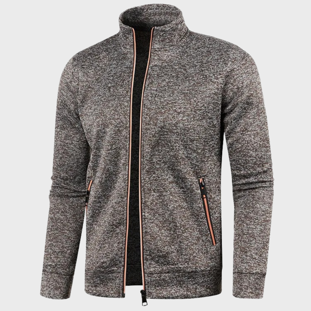 Zip Up Sweatshirt - Men's Summer Cardigan with Pockets-Sweatshirts-Chaps London-Coffee-M-Chaps London