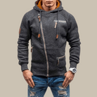 Zipper Hoodie - Warm - Drawstring - Hoodie Jacket - Mens Zip-Up Hoodies-Zip Hoodie-Chaps London-Dark Gray-XS-Chaps London