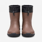 Brown ankle wellington boots with black drawcord collar, front view pair | Chaps London