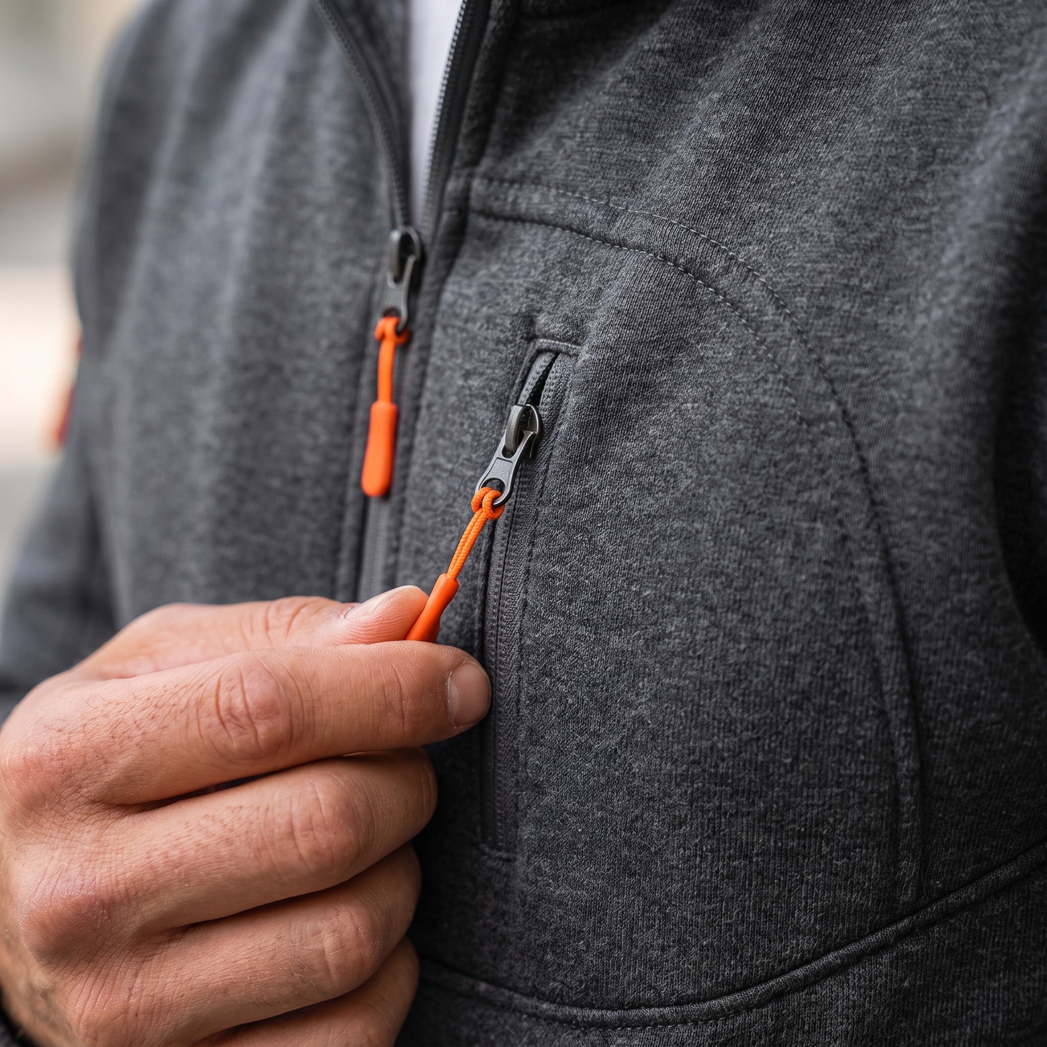 Men's Zip Hoodie with Chest and Sleeve Pockets | 9 Colours