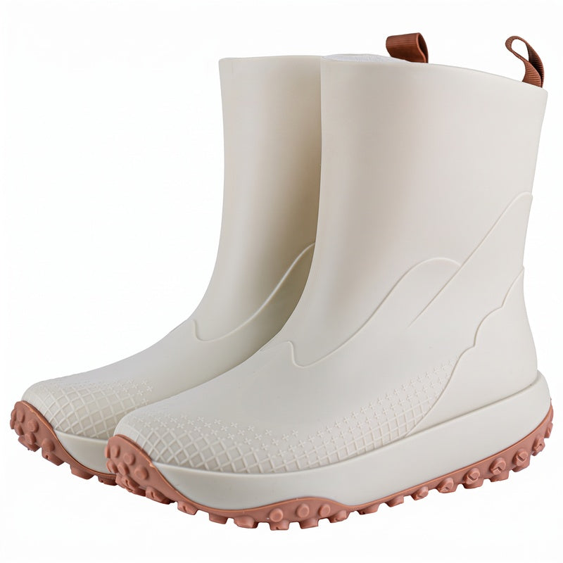 Beige men's wellies with rear pull loops