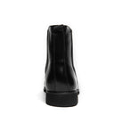 Black faux leather Chelsea boot rear view with stitched seam and low heel | Chaps London