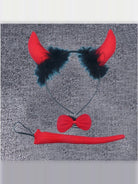 Devil costume set with horns headband, red bow tie and tail