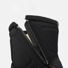 Black winter boot close-up showing zipper closure and padded fabric texture | Chaps London