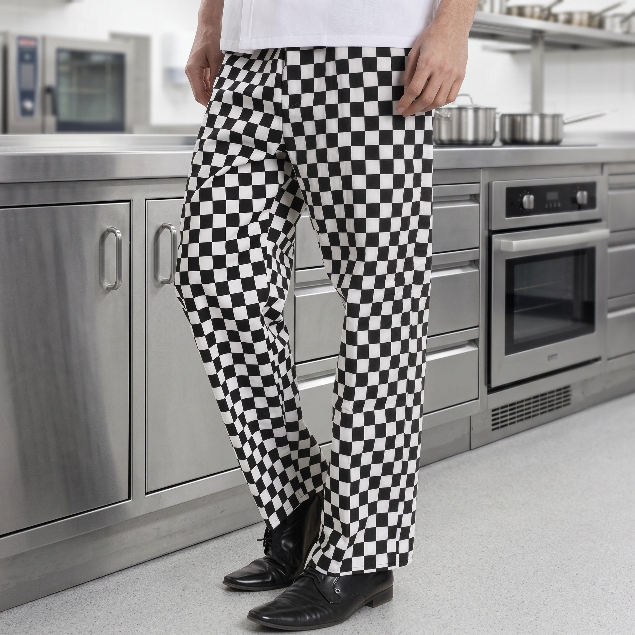 Men's Chef Trousers | Elasticated Waist | Side Pockets | Cotton Blend