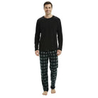 Men's Fleece Pyjamas | Check Trousers | Black