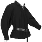 Black lace-up medieval shirt with wide belt on mannequin | Chaps London