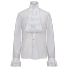 White ruffled Victorian shirt with lace jabot, worn by a person | Chaps London