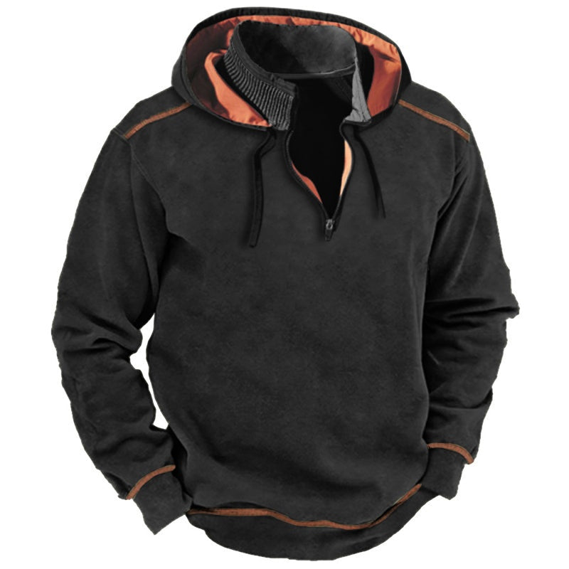 Men's Half-Zip Hoodie with Contrast Piping | 4 Colours