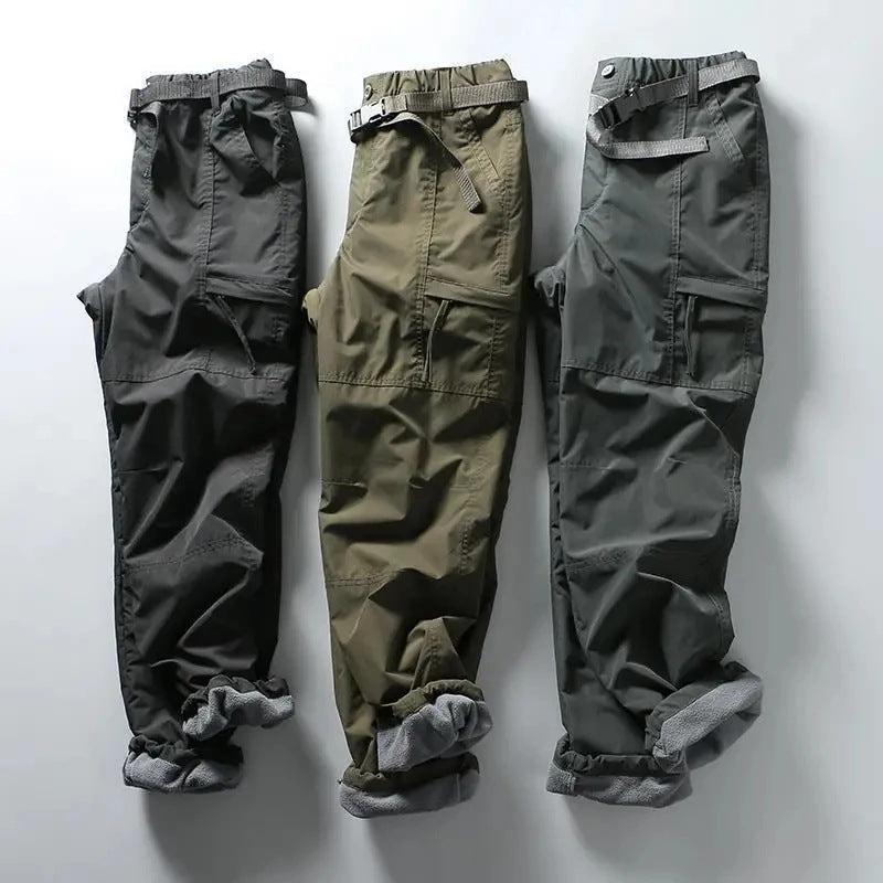Men's Fleece Lined Trousers | Cargo | Belted | Drawcord Hem