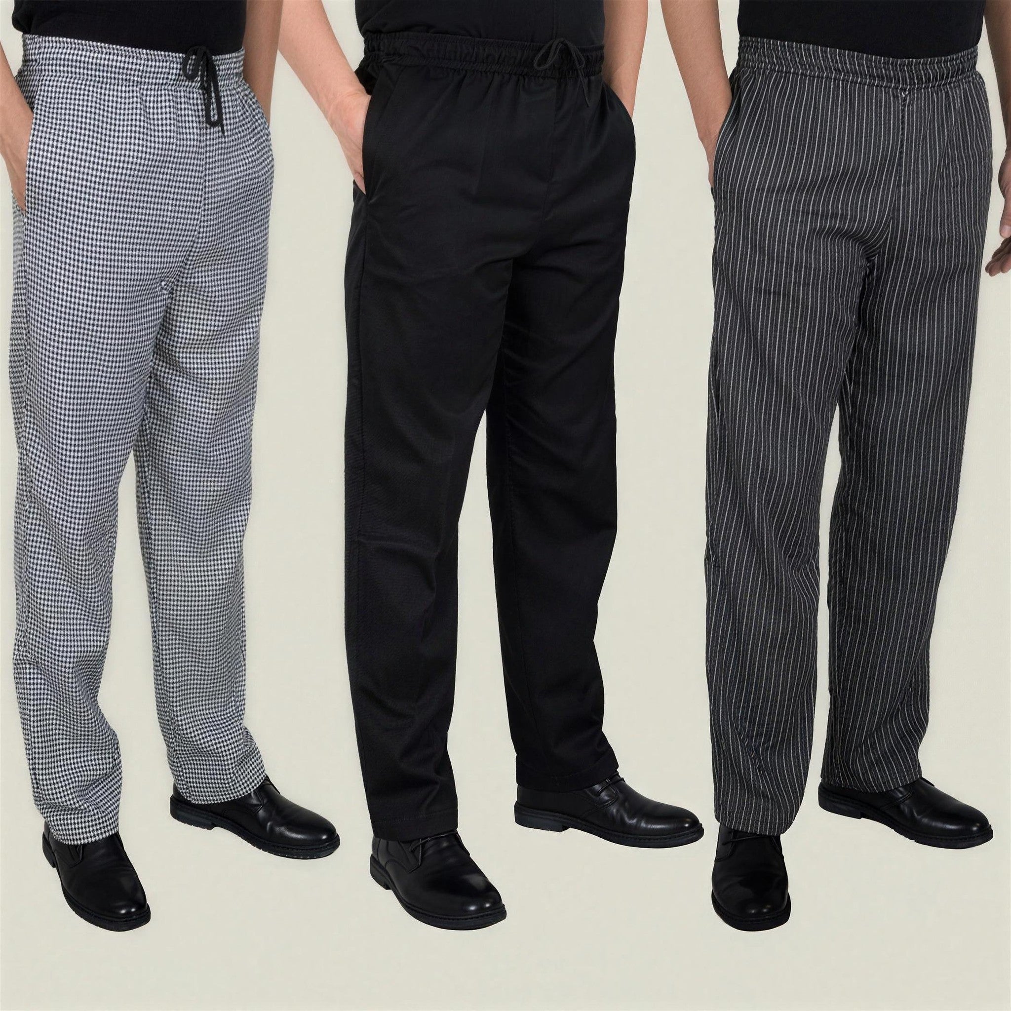 Men's Pull-On Trousers | Elasticated Waist | Side Pockets | Kitchen and Service