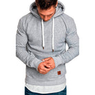 Man wearing grey layered hem hoodie with drawstrings, worn on model | Chaps London