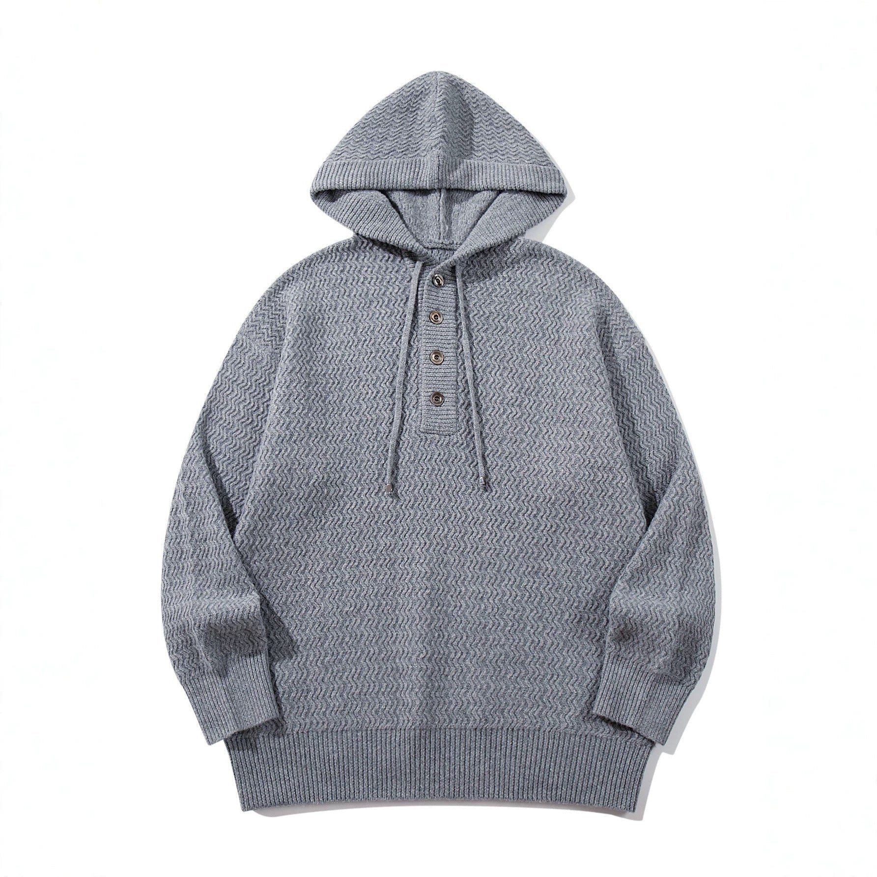 Men's Knitted Henley Hoodie | Textured Knit | 3 Colours