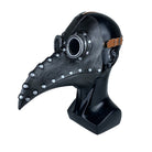 Black riveted plague doctor mask with goggle eyes on mannequin head | Chaps London