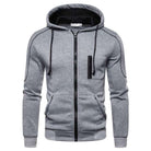 Gray zip-up hoodie with contrast stitching, shown on mannequin | Chaps London