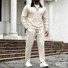 Men's Half Zip Lounge Set | Diamond Texture | Cream