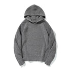 Gray ribbed knit hoodie with hood, laid flat on white background | Chaps London
