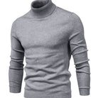Gray ribbed turtleneck sweater, slim fit, worn by faceless male model | Chaps London