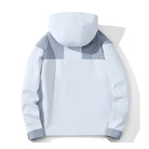 White and grey hooded jacket shown flat, back view displayed | Chaps London