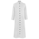 White cassock with stand collar and black button front, worn by figure | Chaps London