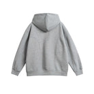 Gray oversized hoodie back view with curved seam detail, flat lay | Chaps London