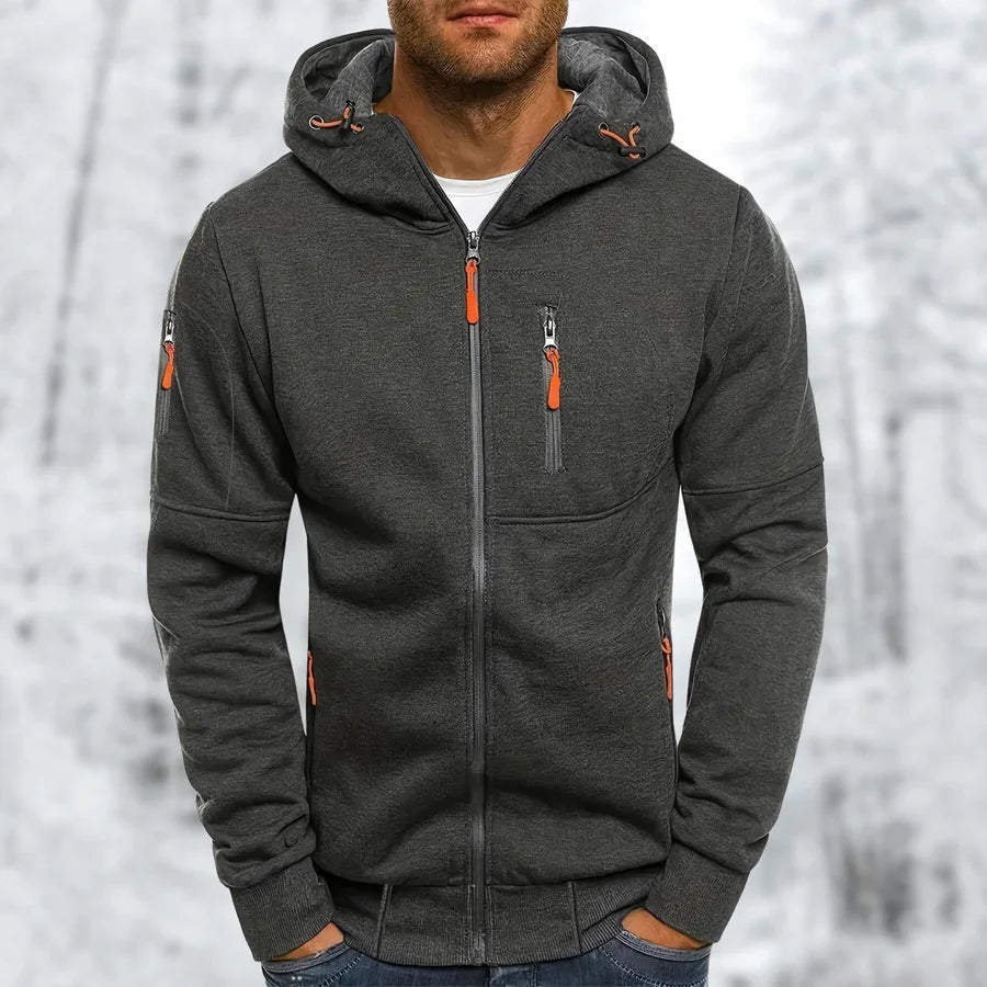 Men's Zip Hoodie with Chest and Sleeve Pockets | 9 Colours