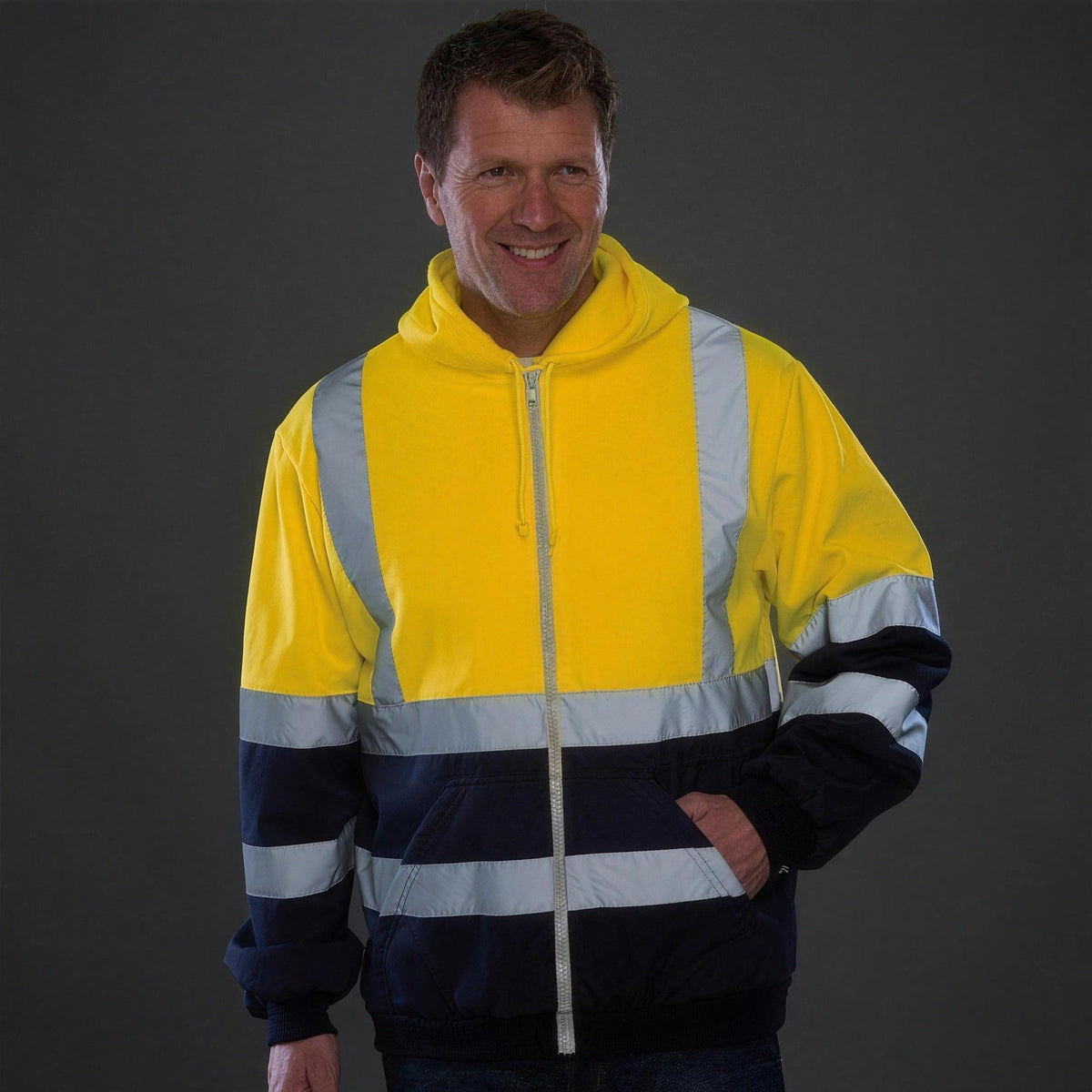Men's Zip-Up Hoodie | Reflective Stripes | Hooded