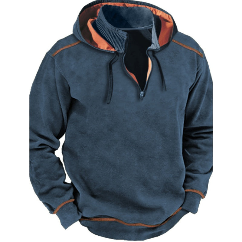 Men's Half-Zip Hoodie with Contrast Piping | 4 Colours