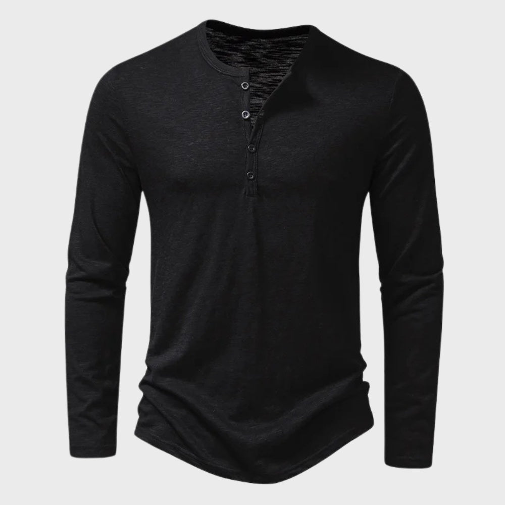 Men's Long Sleeve Henley Top | Button Placket | 5 Colours