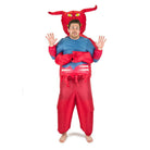 Man wearing red inflatable devil costume with horns and arm wings | Chaps London