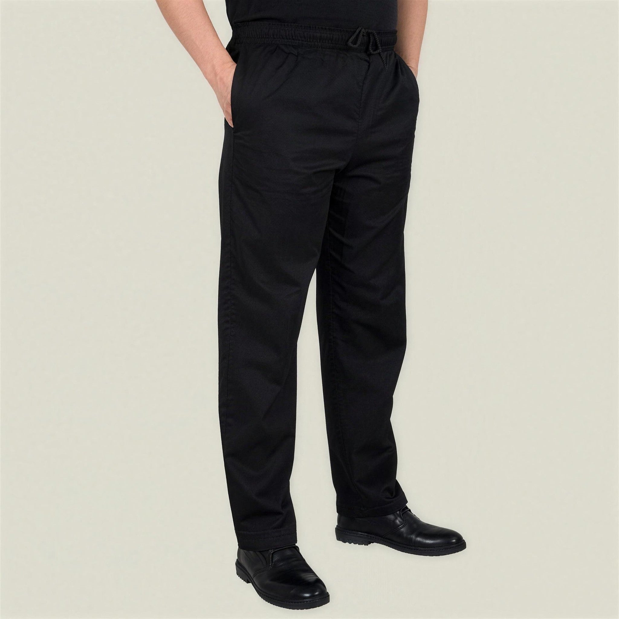 Men's Pull-On Trousers | Elasticated Waist | Side Pockets | Kitchen and Service