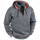 Gray half-zip hoodie with orange trim, shown flat on mannequin | Chaps London
