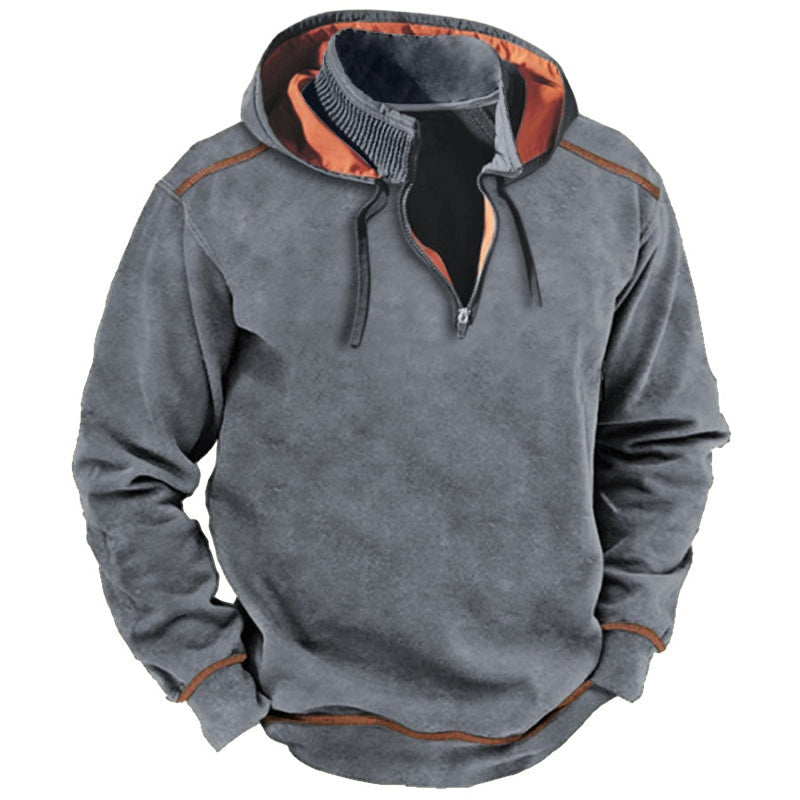 Men's Half-Zip Hoodie with Contrast Piping | 4 Colours
