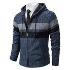 Navy blue zip hoodie with striped panel, shown on mannequin | Chaps London