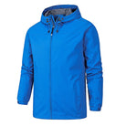Blue hooded zip-up jacket displayed on a mannequin torso | Chaps London