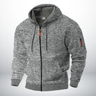Grey marl zip-up hoodie with orange drawstrings, shown on mannequin | Chaps London