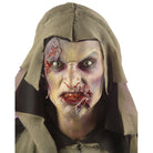 Zombie costume makeup with hooded tan robe, worn by model | Chaps London