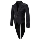 Black tailcoat jacket with button detail, shown flat on invisible mannequin | Chaps London