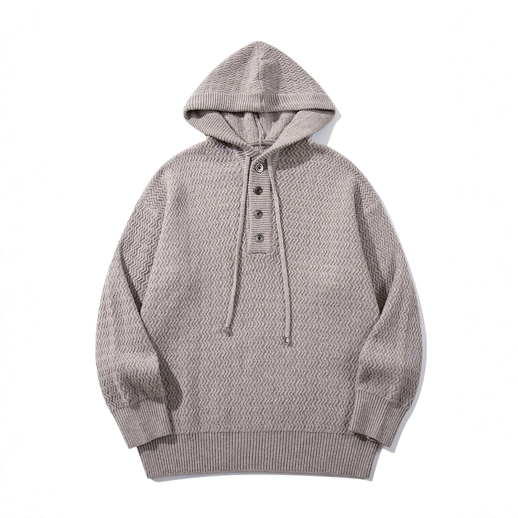 Men's Knitted Henley Hoodie | Textured Knit | 3 Colours