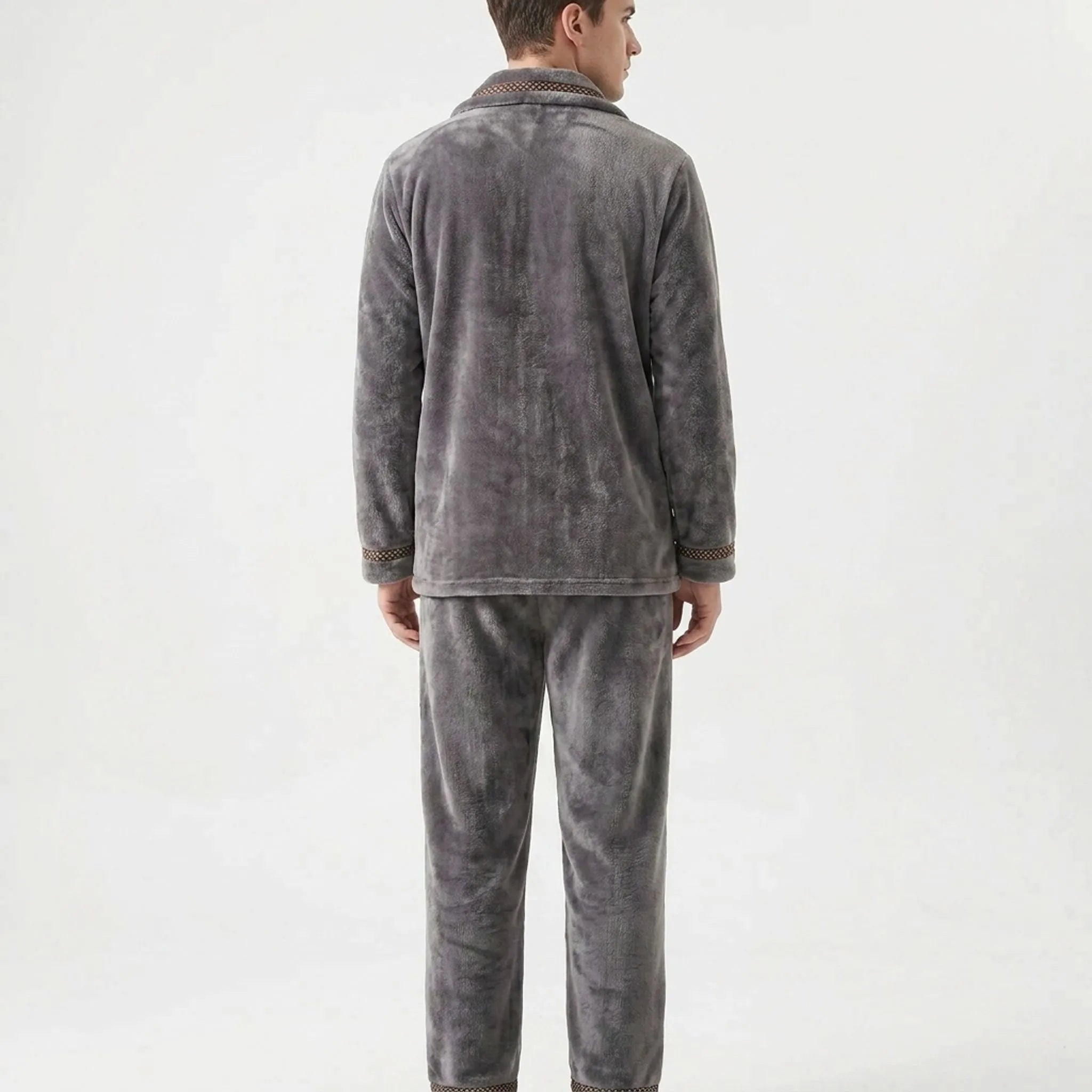 Men's Fleece Pyjamas with Collar | Button Front | 7 Styles