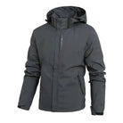 Gray waterproof hooded jacket with zip pockets, shown on mannequin torso | Chaps London