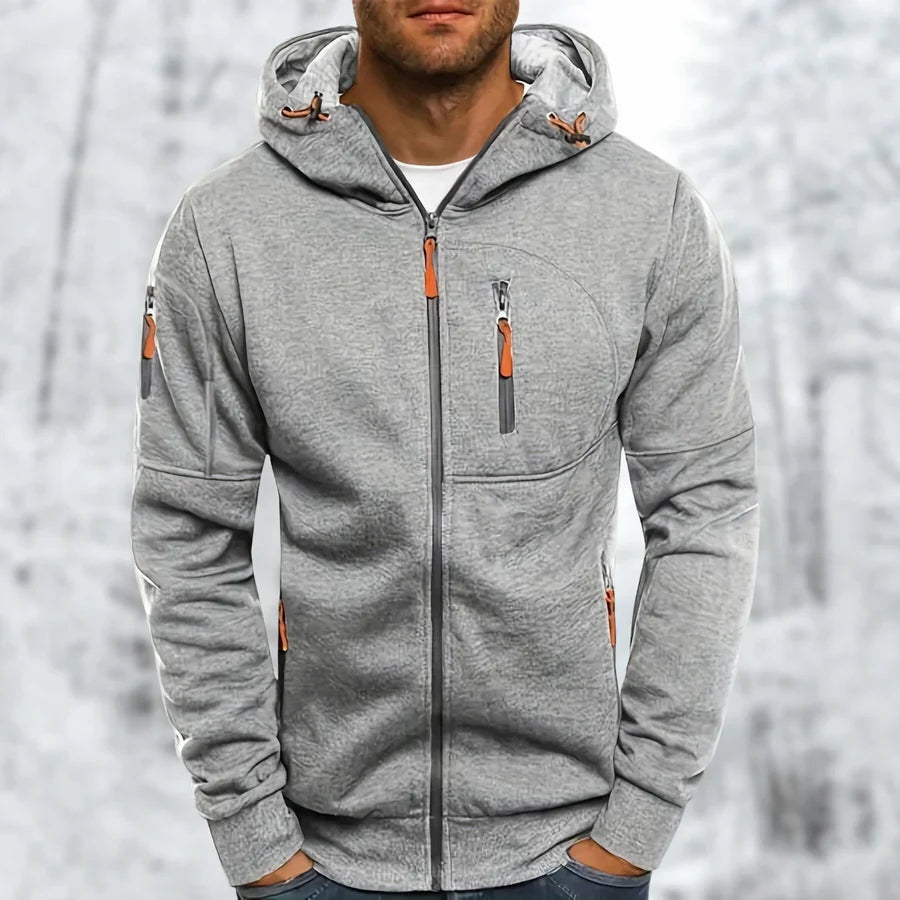 Men's Zip Hoodie with Chest and Sleeve Pockets | 9 Colours