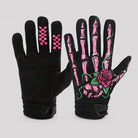 Black gloves with pink checkered fingers and skeleton hand rose design | Chaps London