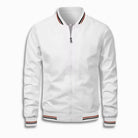 Men's Bomber Jacket | Striped Rib Trim | Stand Collar | Water Repellent
