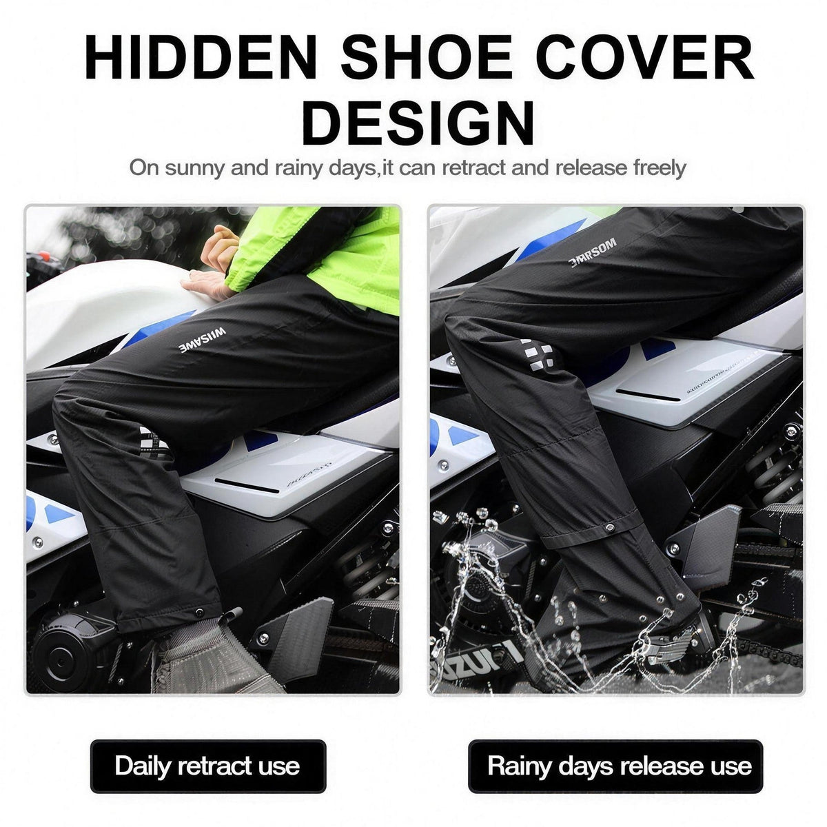 Men's Rain Over Trousers | Built-In Shoe Covers | Packable