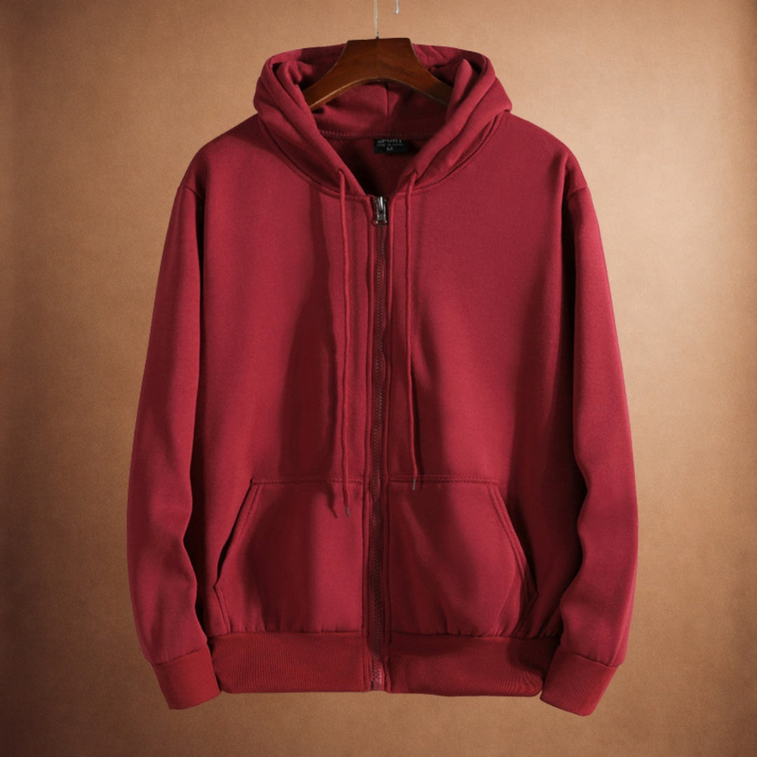 Men's Full Zip Hoodie | Drawstring Hood | 7 Colours